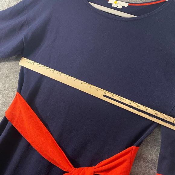 Boden Sweater Dress 10 Navy Blue Esmeralda Waist Tie Retro A-Line Mini - Picture 6 of 11
